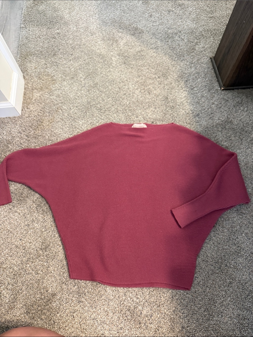 Philosophy Plum Ribbed Dolman Crewneck Sweater